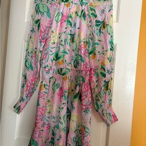 Lilly Pulitzer Pink Floral Long Sleeve Dress